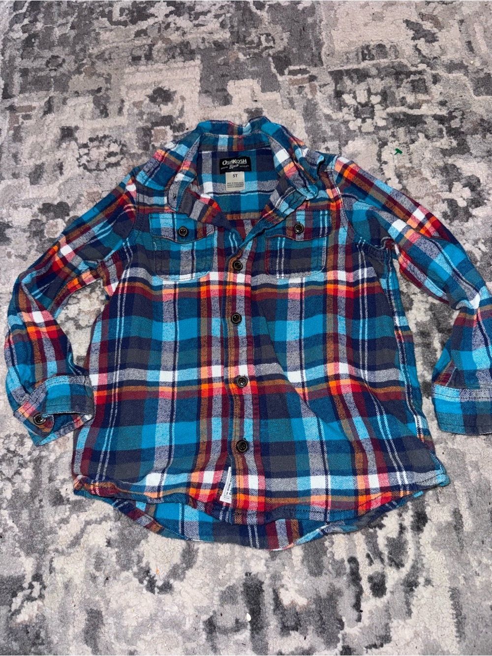 OshKosh B'gosh Teal & Navy Plaid Button-Down Shirt